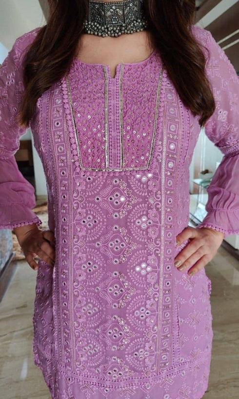 Lavender Pink Purple Chikan Set